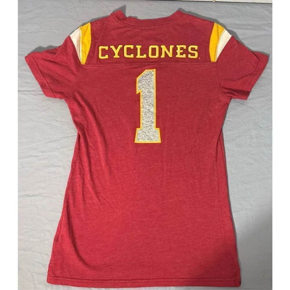 NIKE Iowa State Cyclones NCAA #1 Red Jersey T-Shirt Womens Small
